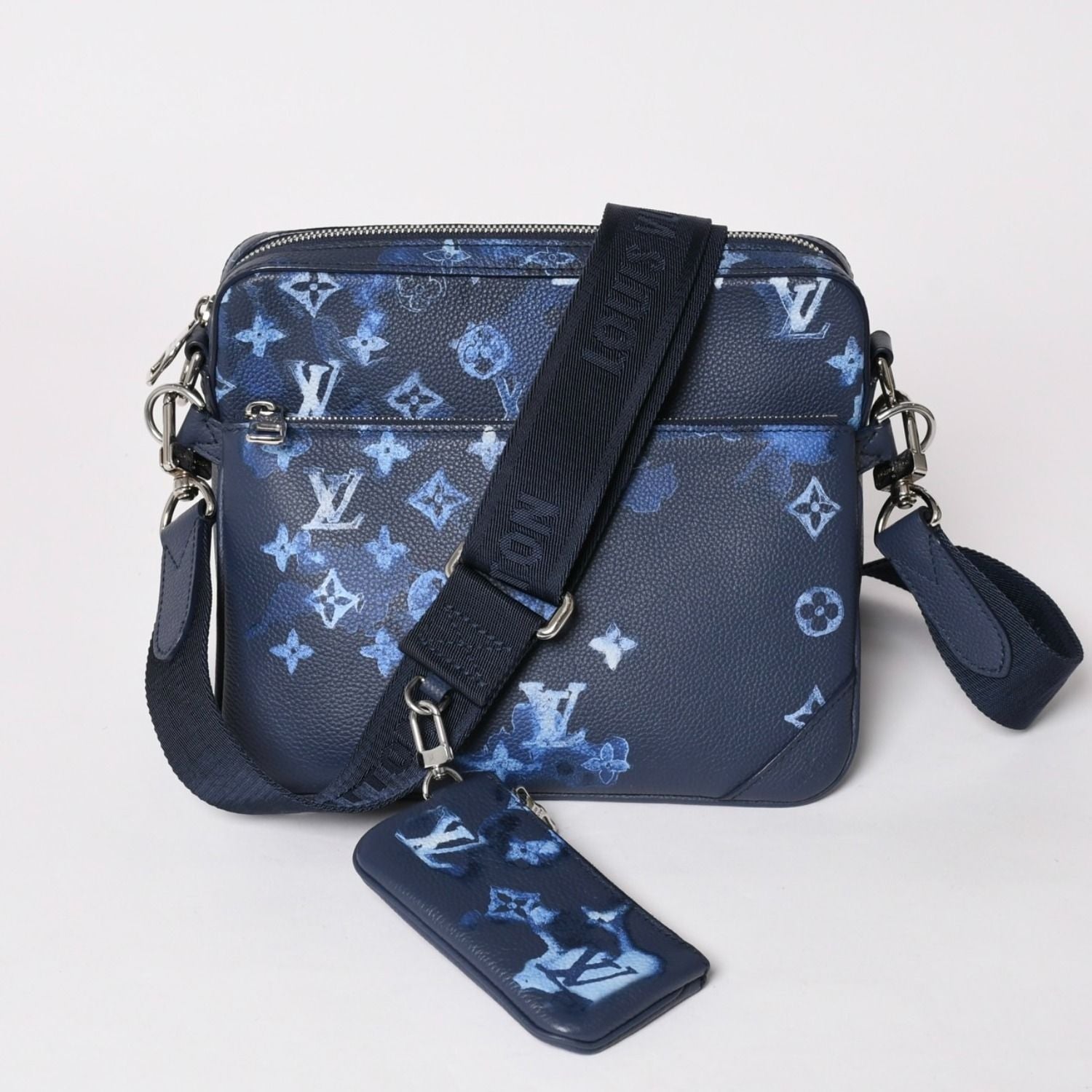 Louis Vuitton Monogram Water Color Trio Messenger Shoulder Bag Blue