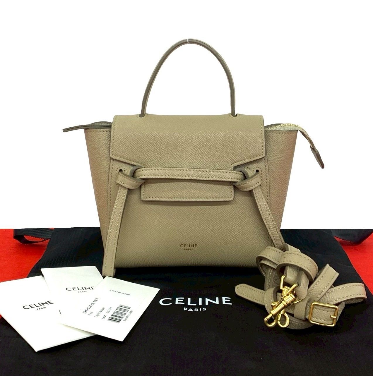 Celine Belt Bag Pico Leather 2-Way Mini Pochette Beige