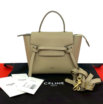 Celine Belt Bag Pico Leather 2-Way Mini Pochette Beige