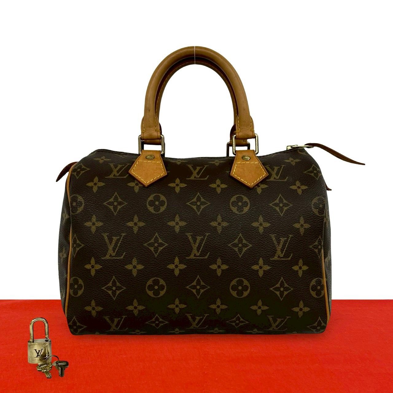 Louis Vuitton Speedy 25 Monogram Leather Mini Boston Bag Brown