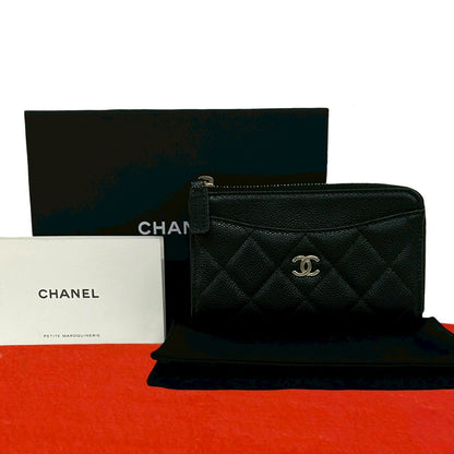 Chanel Fragment Case Quilted Caviar Leather Coin Pass Black Handbag