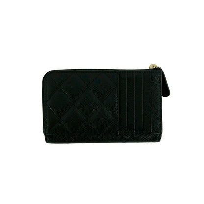 Chanel Fragment Case Quilted Caviar Leather Coin Pass Black Handbag — view 2