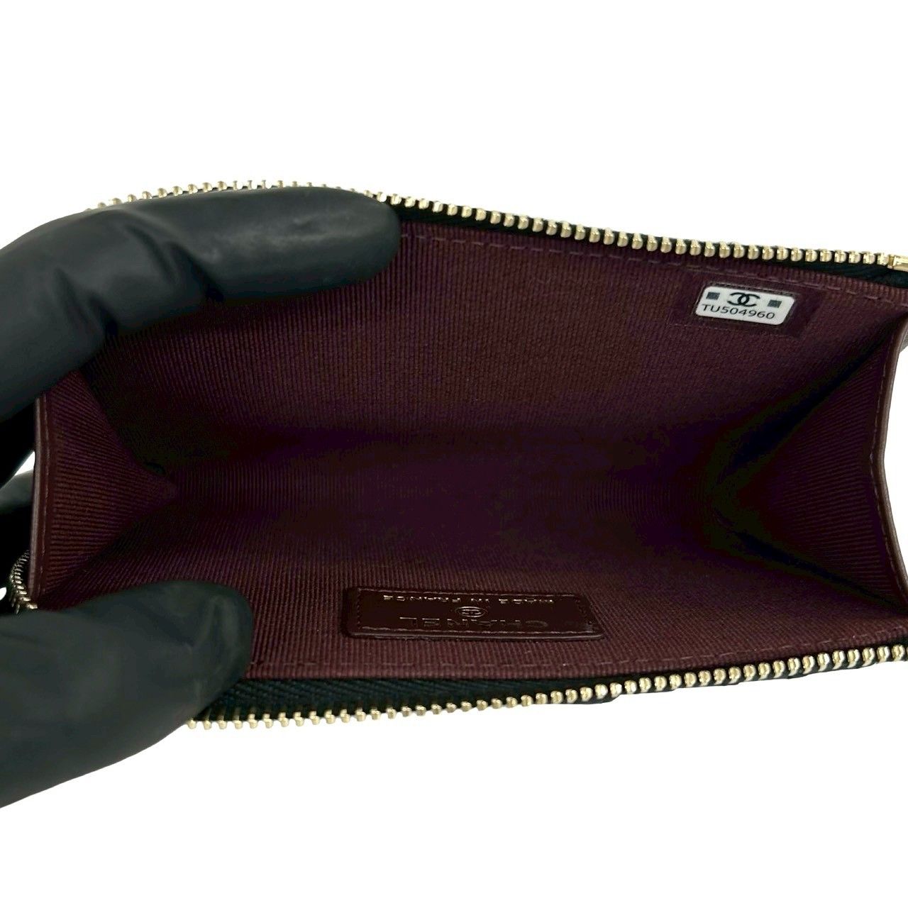 Chanel Fragment Case Quilted Caviar Leather Coin Pass Black Handbag — view 9