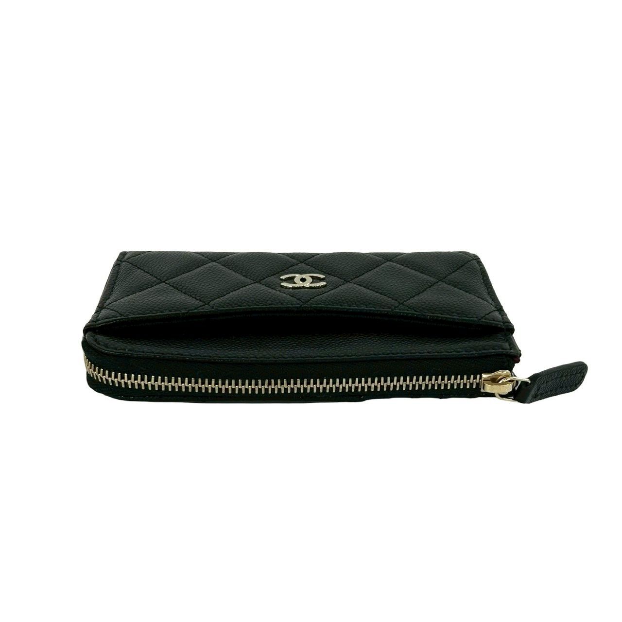 Chanel Fragment Case Quilted Caviar Leather Coin Pass Black Handbag — view 3