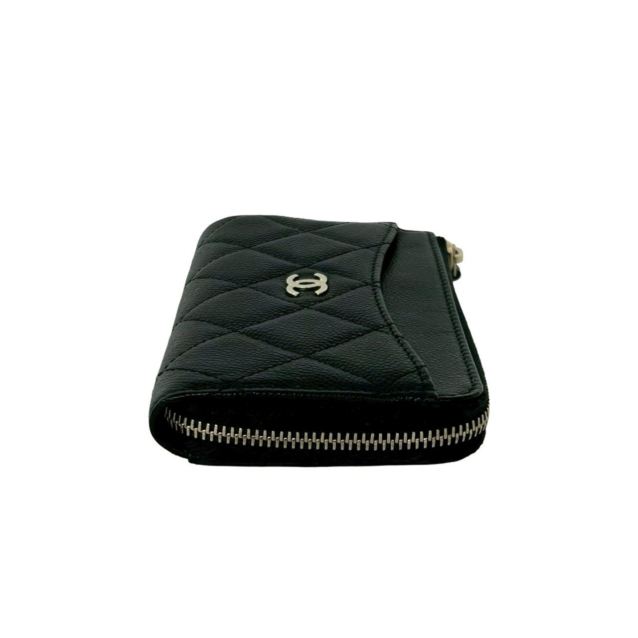 Chanel Fragment Case Quilted Caviar Leather Coin Pass Black Handbag — view 5