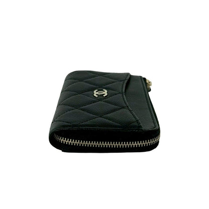 Chanel Fragment Case Quilted Caviar Leather Coin Pass Black Handbag — view 5