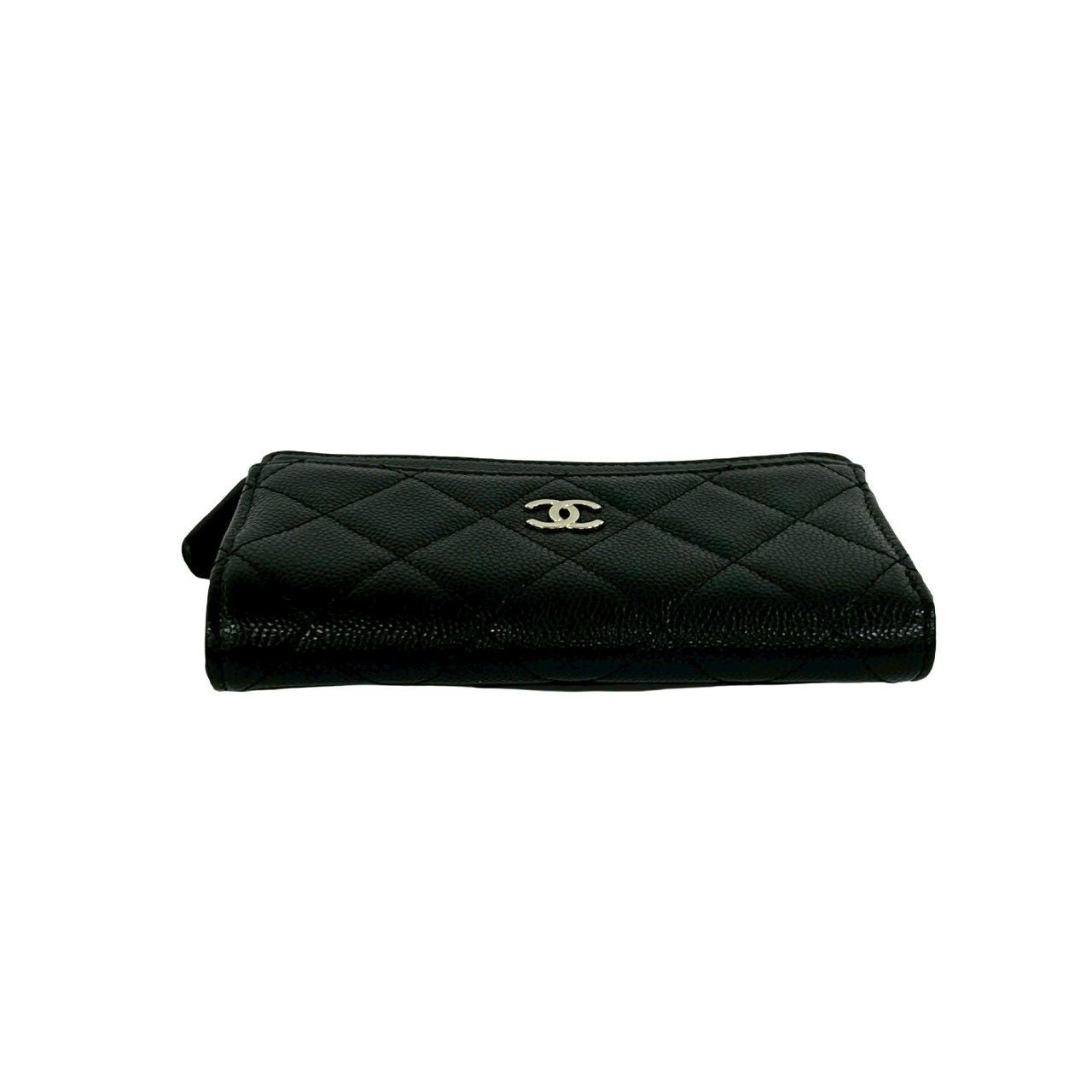 Chanel Fragment Case Quilted Caviar Leather Coin Pass Black Handbag — view 6