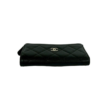 Chanel Fragment Case Quilted Caviar Leather Coin Pass Black Handbag — view 6