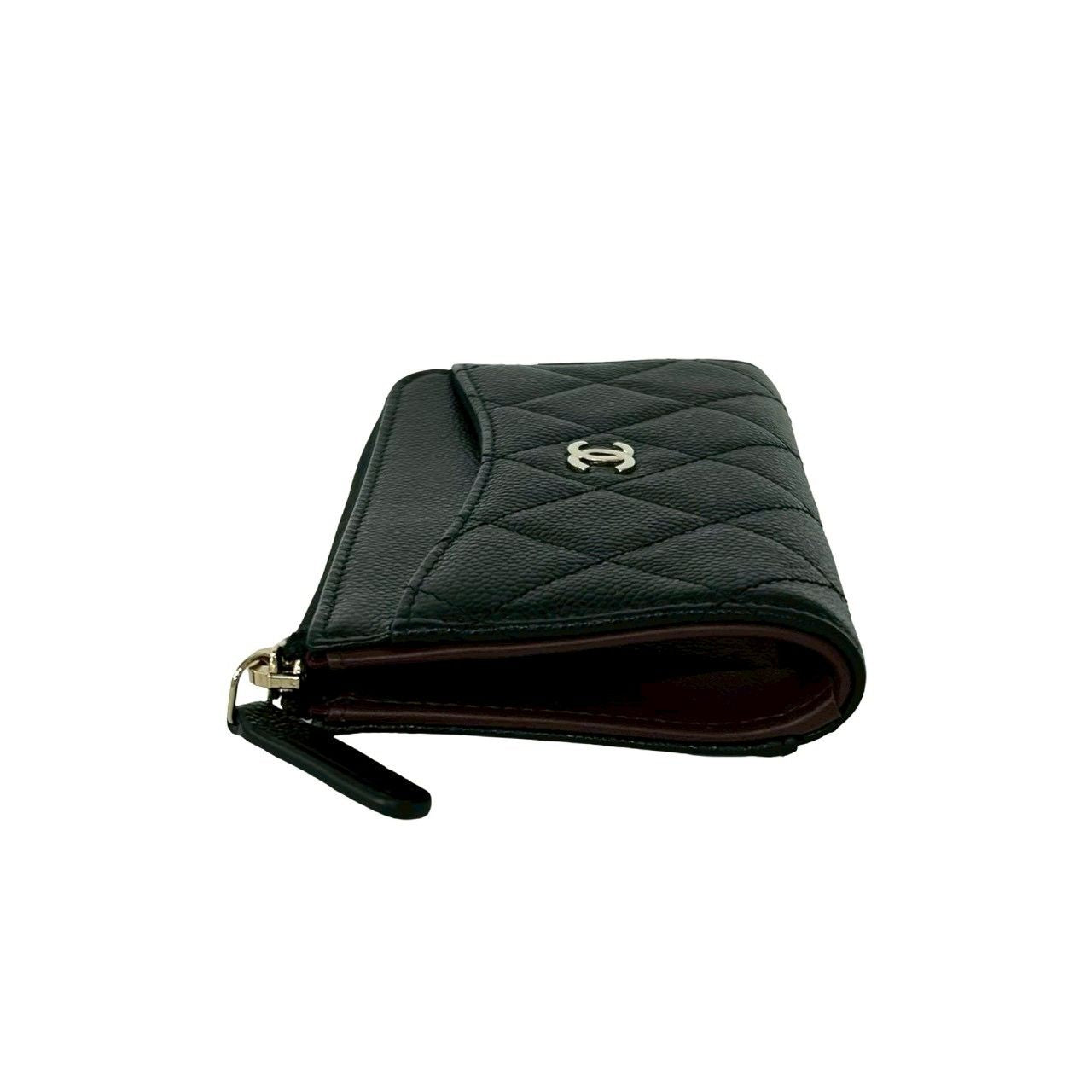 Chanel Fragment Case Quilted Caviar Leather Coin Pass Black Handbag — view 4