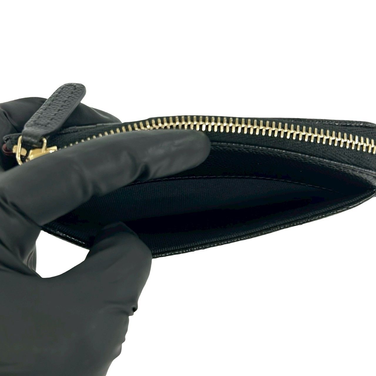Chanel Fragment Case Quilted Caviar Leather Coin Pass Black Handbag — view 8