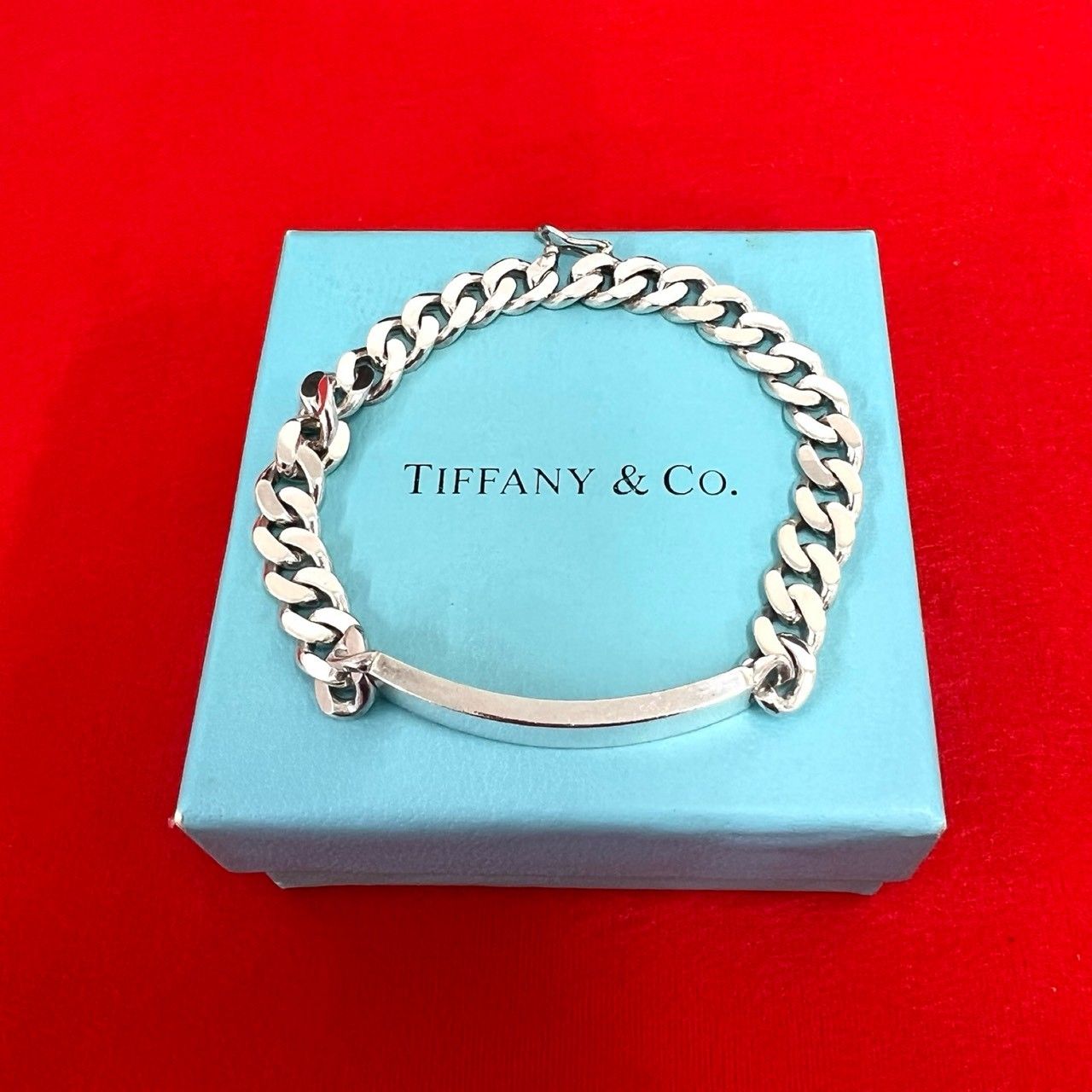 Tiffany & Co ID Bracelet 925 Sterling Silver Chain Bangle