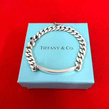 Tiffany & Co ID Bracelet 925 Sterling Silver Chain Bangle