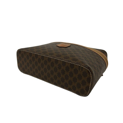 Celine Vintage Macadam Blason Trio Pattern Leather Handbag Vanity Bag Brown — view 8