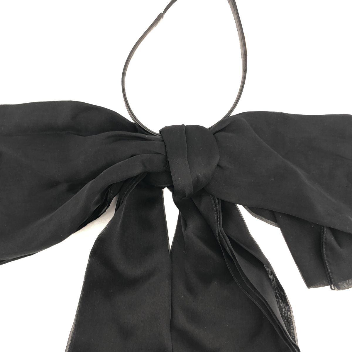 Saint Laurent Paris Silk Strap Logo Ribbon Choker Black Necklace — view 6