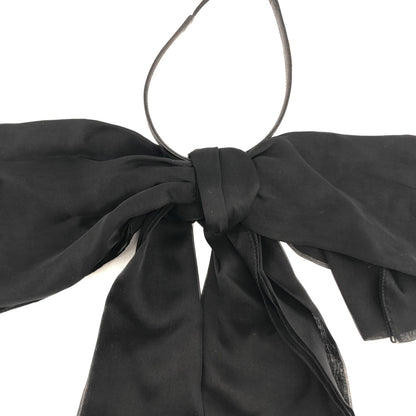 Saint Laurent Paris Silk Strap Logo Ribbon Choker Black Necklace — view 6