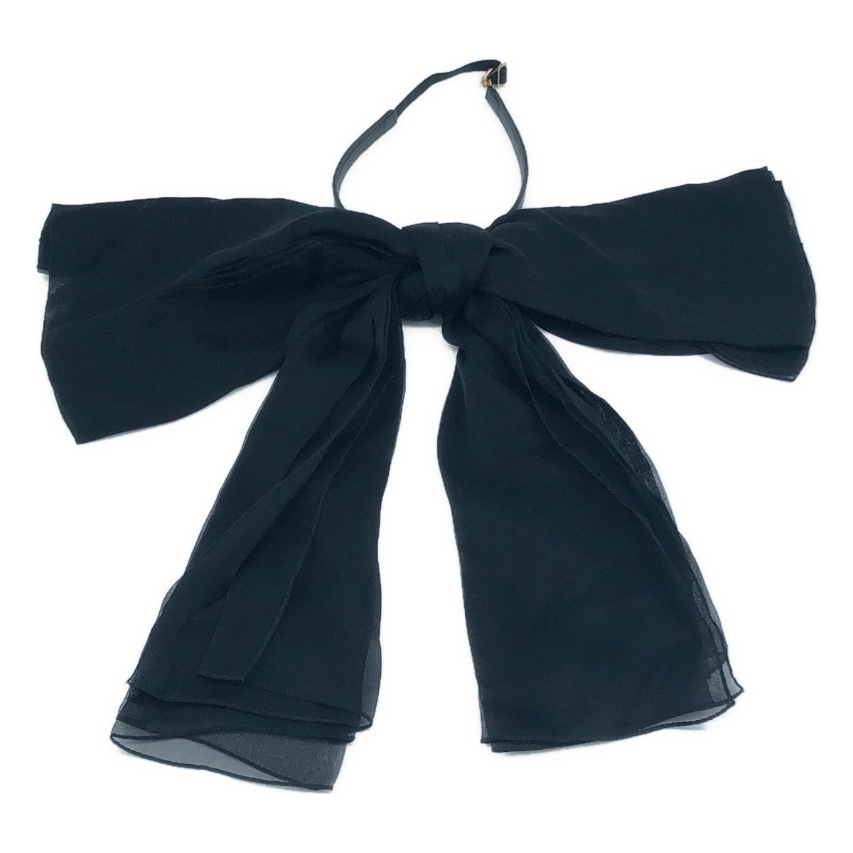 Saint Laurent Paris Silk Strap Logo Ribbon Choker Black Necklace