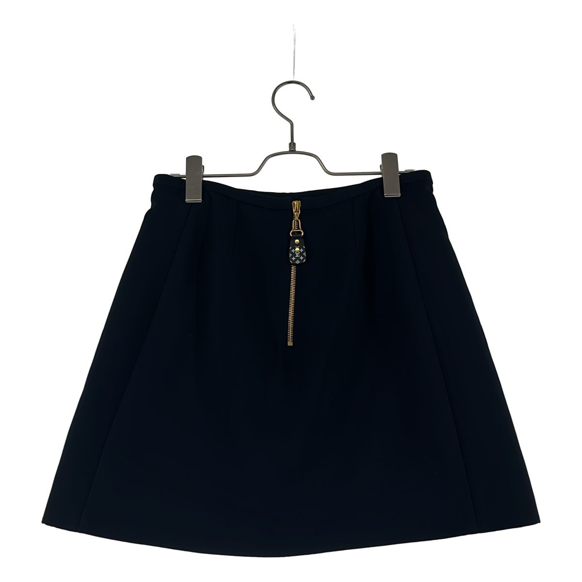 Louis Vuitton Silk Wool Sequin Monogram Strap Skirt 38 Black — view 5