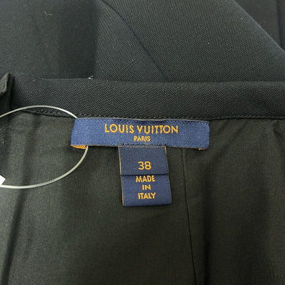 Louis Vuitton Silk Wool Sequin Monogram Strap Skirt 38 Black — view 6