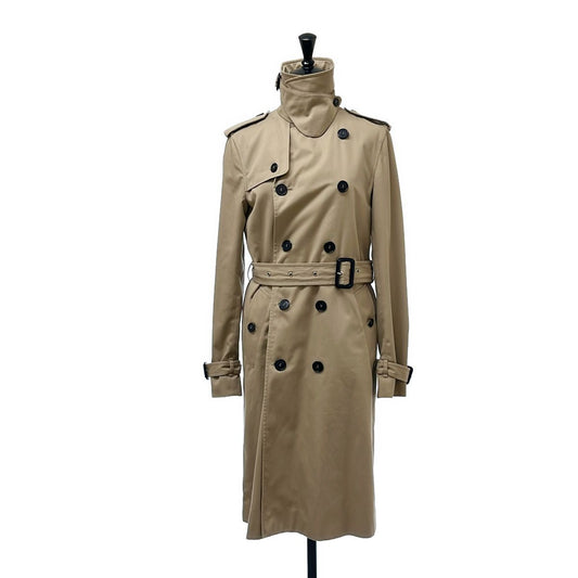 Saint Laurent Paris Belted Logo Button Trench Coat Full Pattern Lining 36 Beige