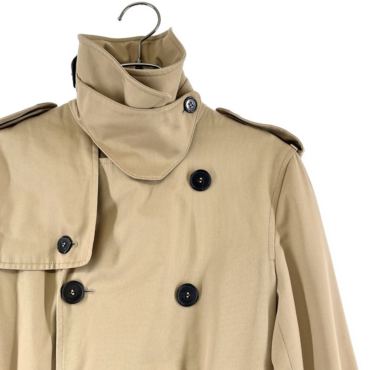 Saint Laurent Paris Belted Logo Button Trench Coat Full Pattern Lining 36 Beige — view 2