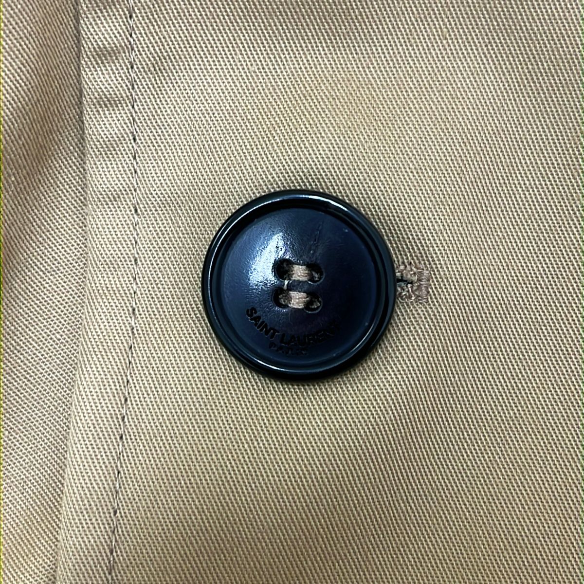 Saint Laurent Paris Belted Logo Button Trench Coat Full Pattern Lining 36 Beige — view 8