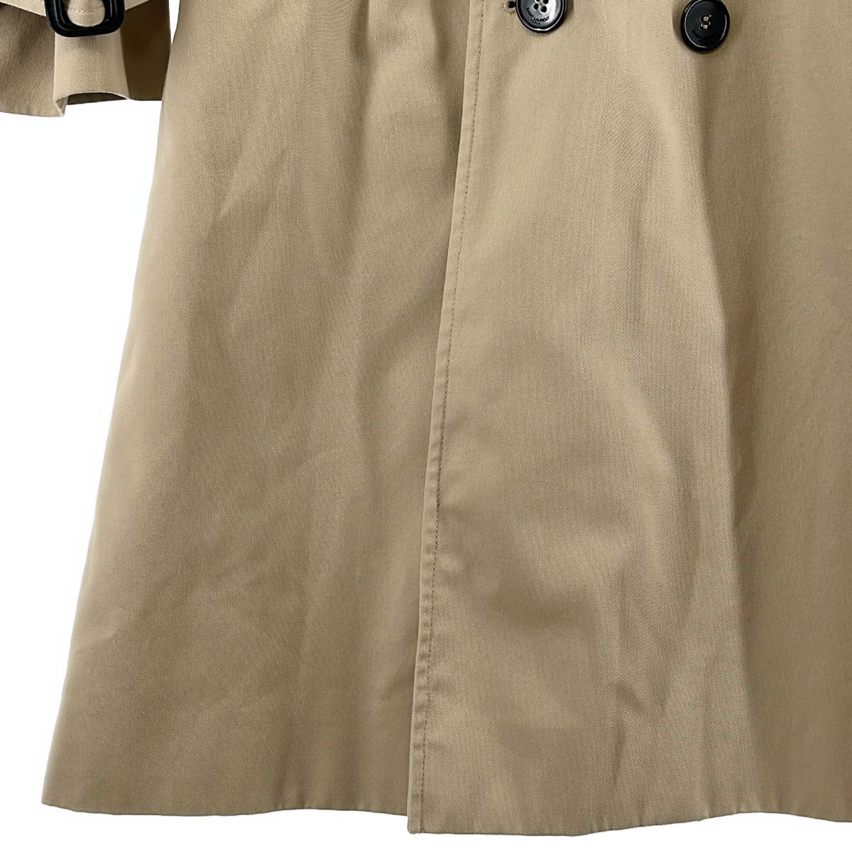 Saint Laurent Paris Belted Logo Button Trench Coat Full Pattern Lining 36 Beige — view 3