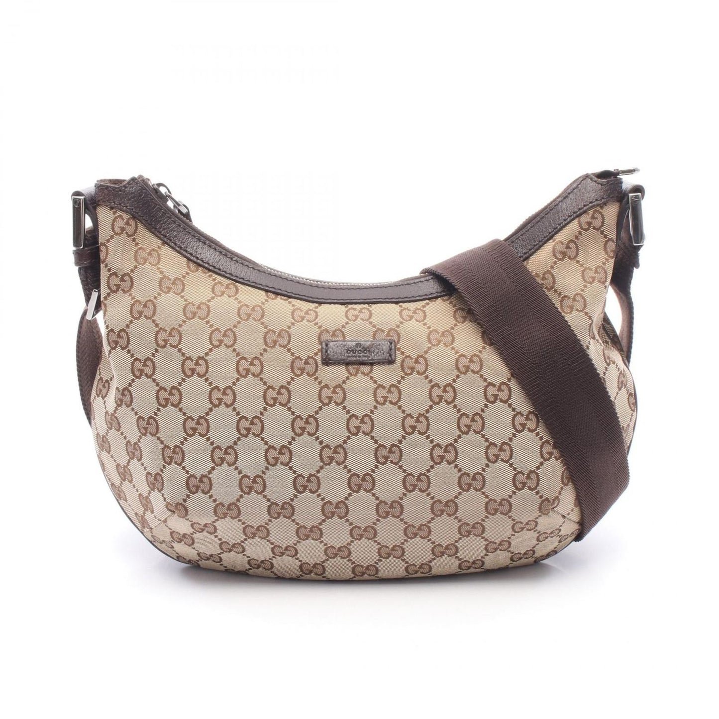 Gucci Shoulder Bag GG Canvas Beige Dark Brown