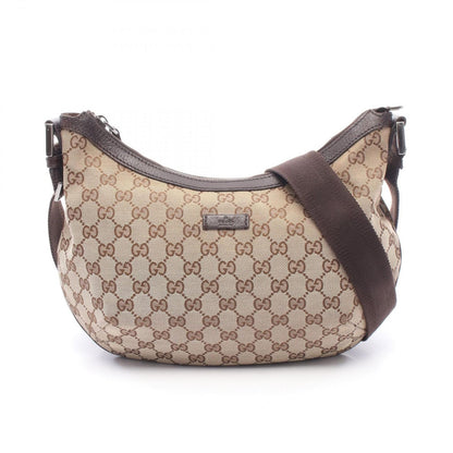 Gucci Shoulder Bag GG Canvas Beige Dark Brown