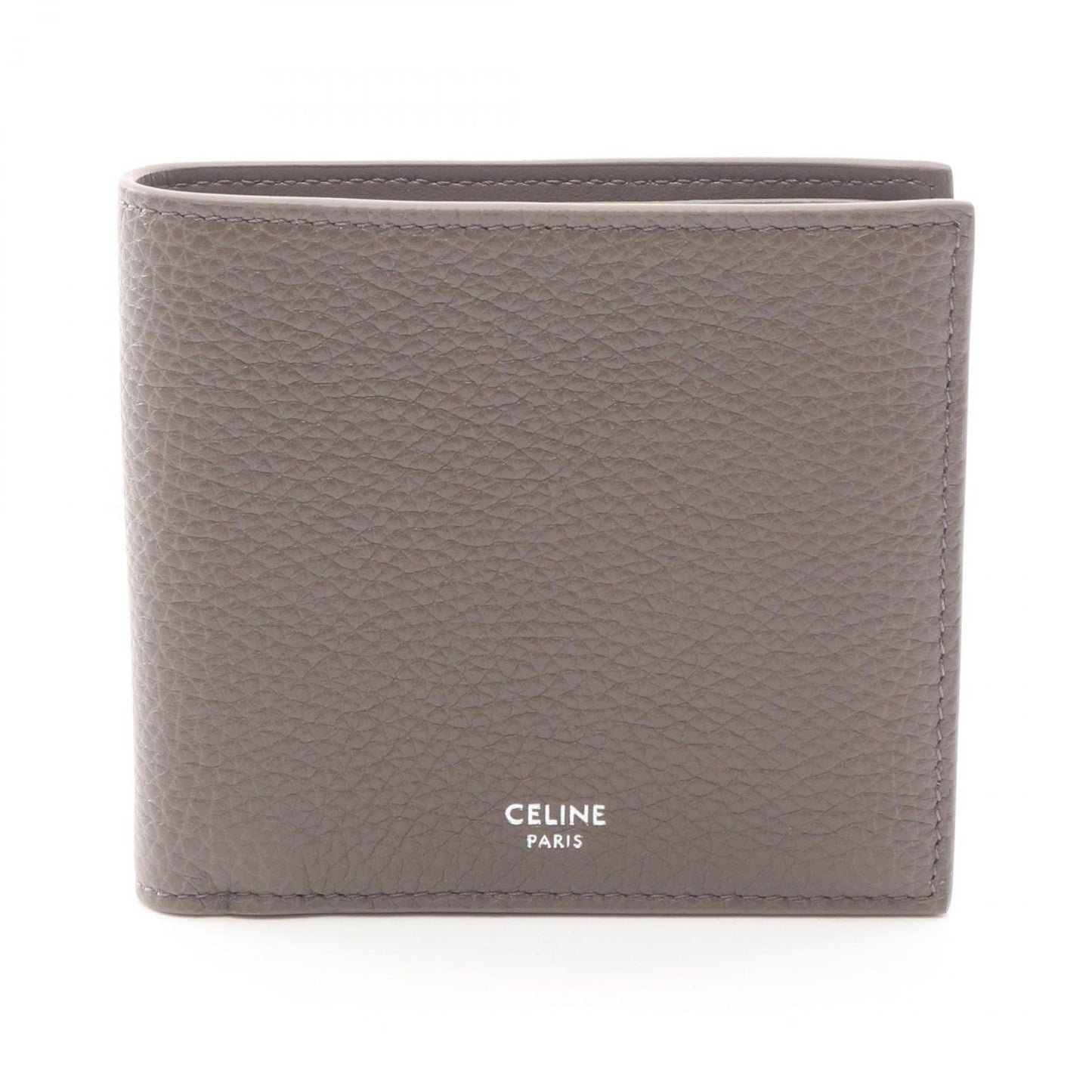 Celine Bifold Wallet Card Holder Gray Leather