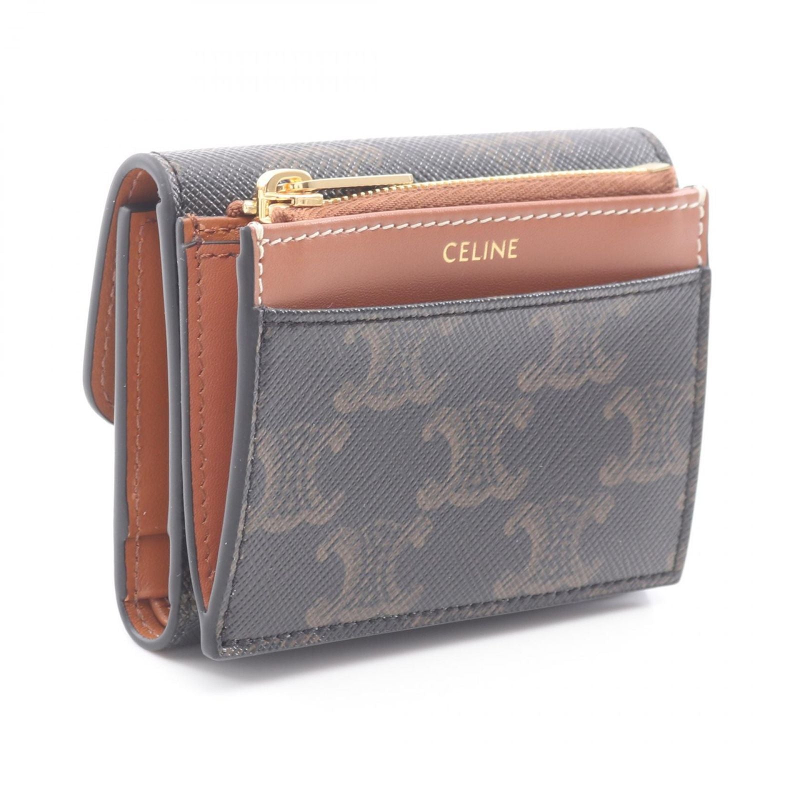 Celine Trifold Wallet Trio Brown Leather — view 2