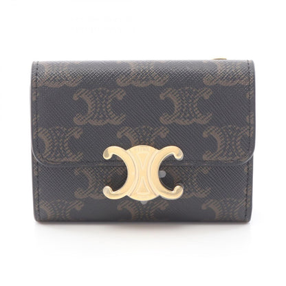 Celine Trifold Wallet Trio Brown Leather