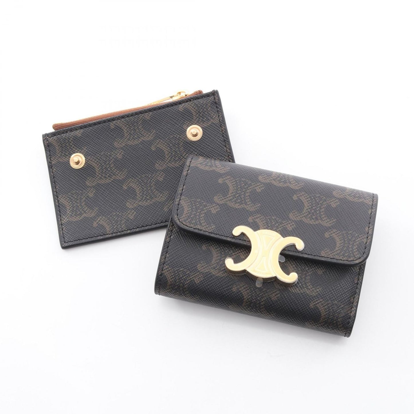 Celine Trifold Wallet Trio Brown Leather — view 6