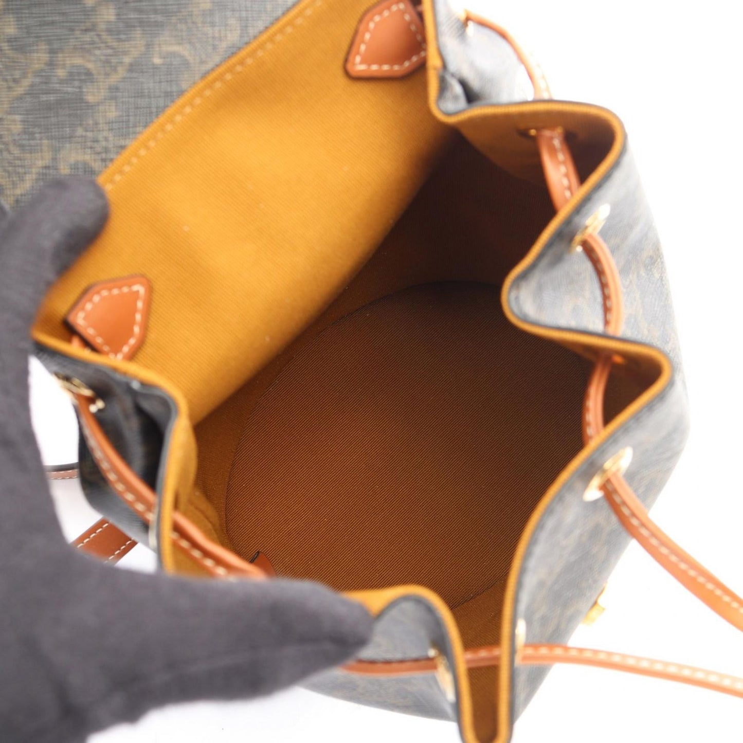Celine Backpack Bonnie Trio Brown Canvas Leather — view 3