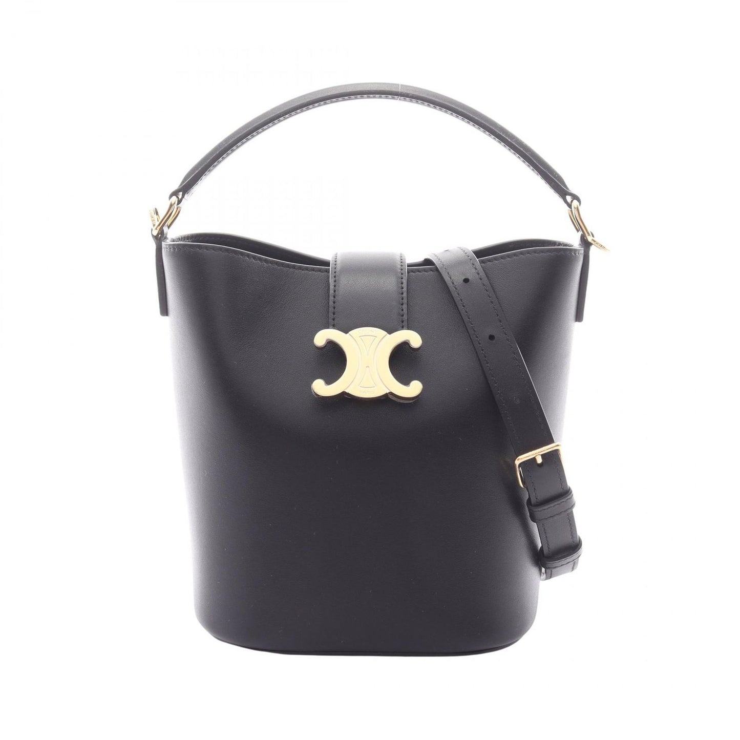 Celine Handbag Small Louis e Bucket 2-Way Black Leather