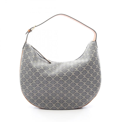 Celine Shoulder Bag Trio Lulu Large Gray Canvas Leather