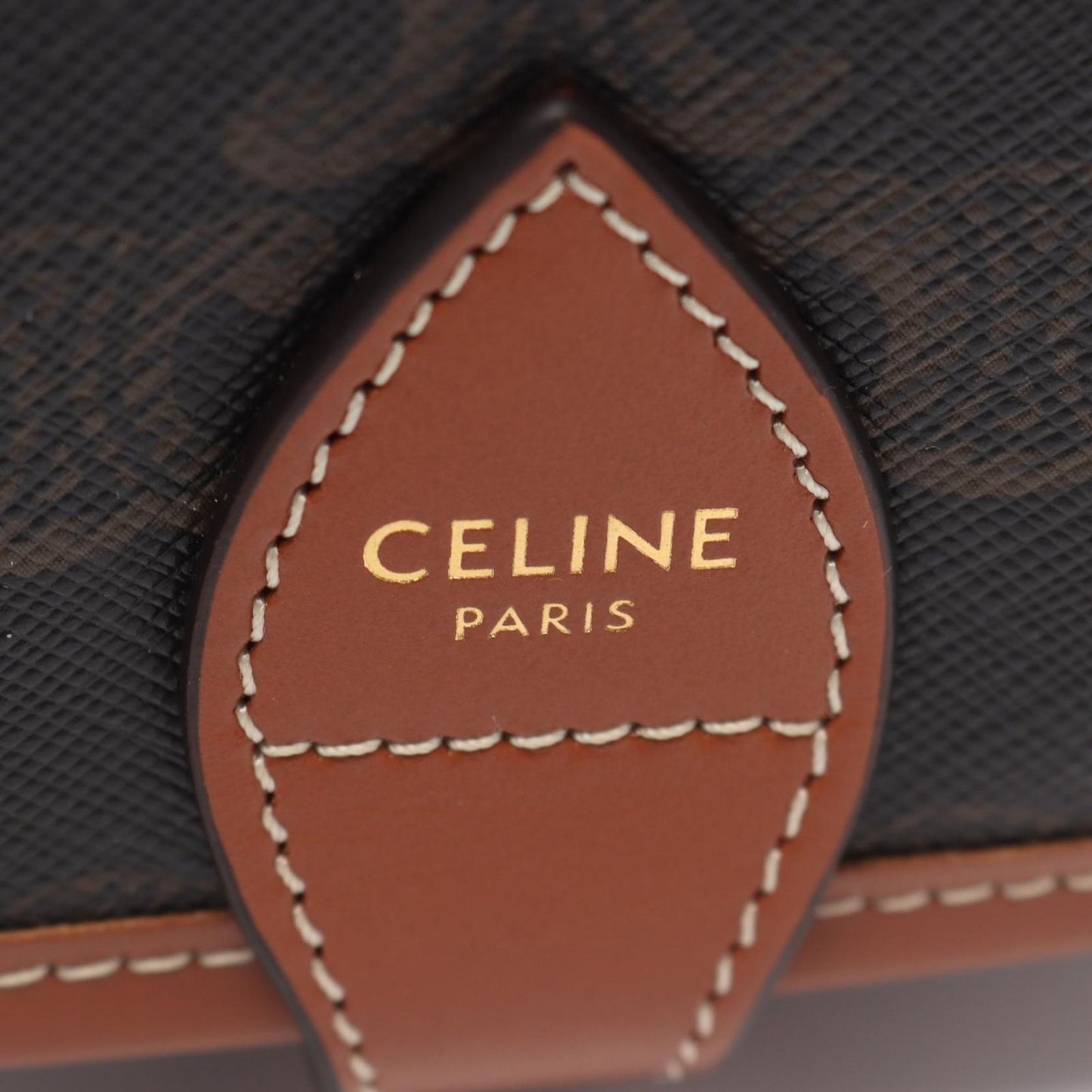 Celine Shoulder Bag Folco Trio Brown Canvas Leather — view 4