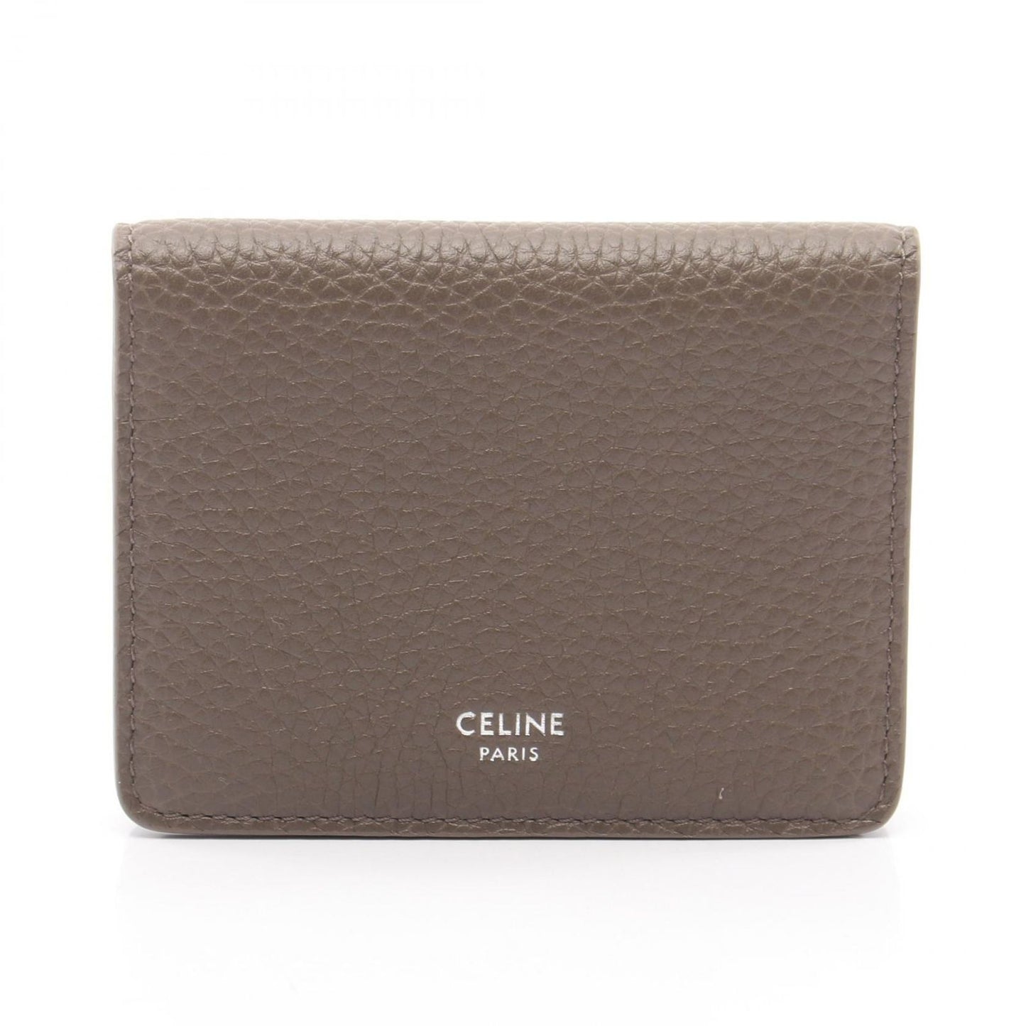 Celine Card Case Bifold Holder Gray Leather