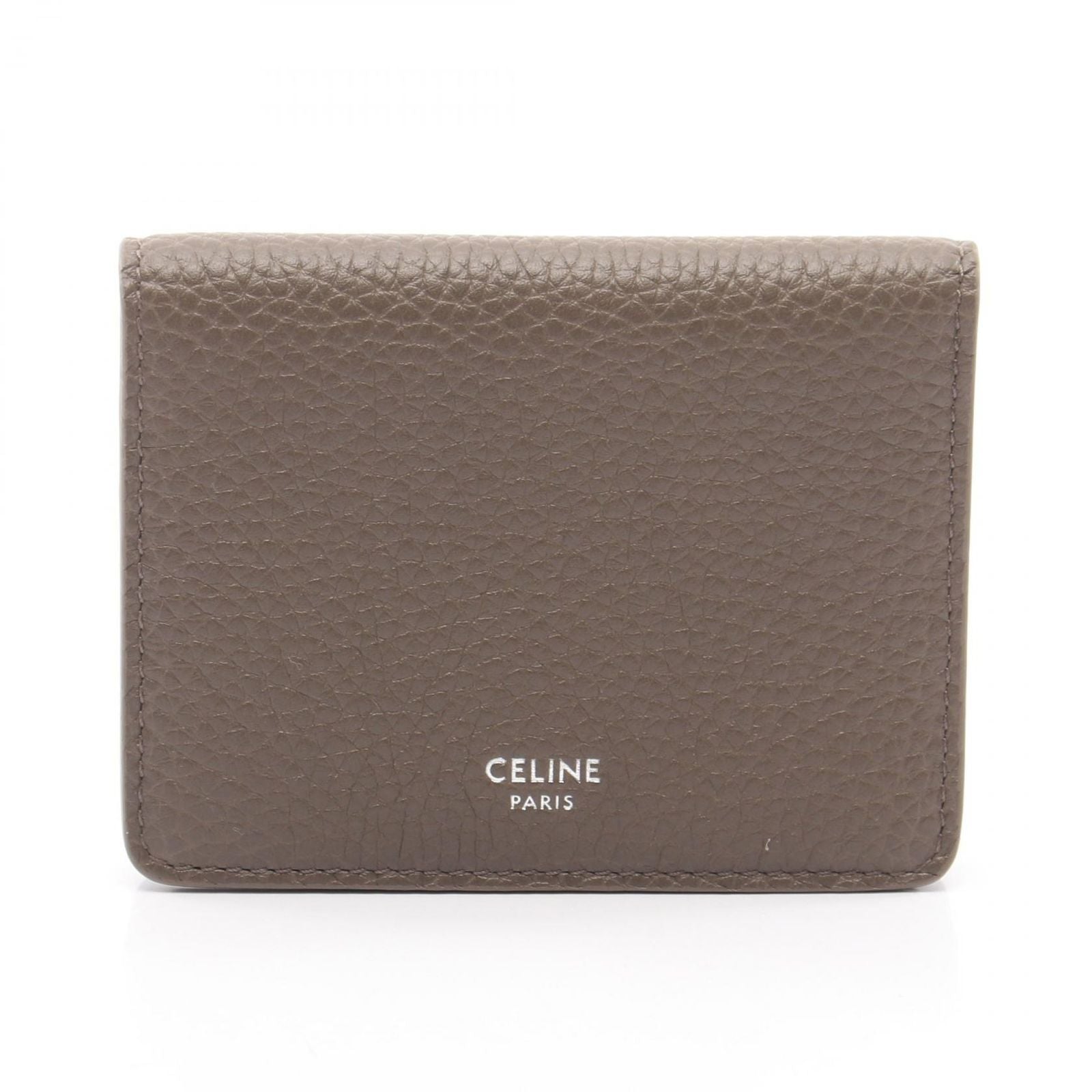 Celine Card Case Bifold Holder Gray Leather
