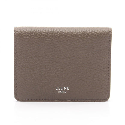 Celine Card Case Bifold Holder Gray Leather