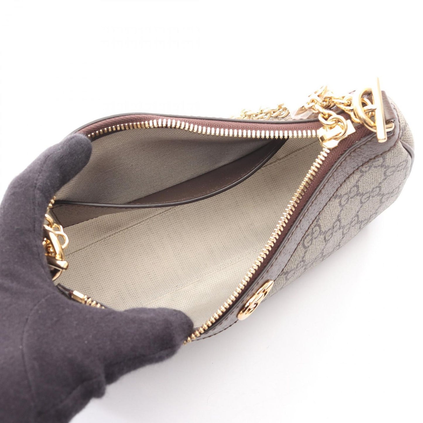 Gucci Ophidia Small GG Supreme Beige Canvas Leather Shoulder — view 3