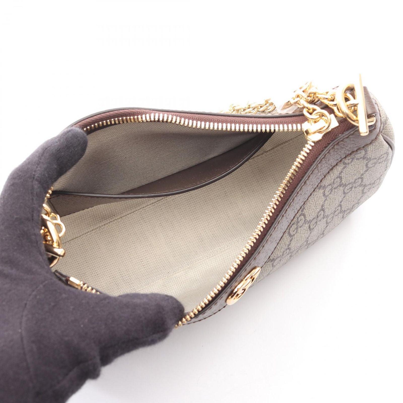 Gucci Ophidia Small GG Supreme Beige Canvas Leather Shoulder — view 3