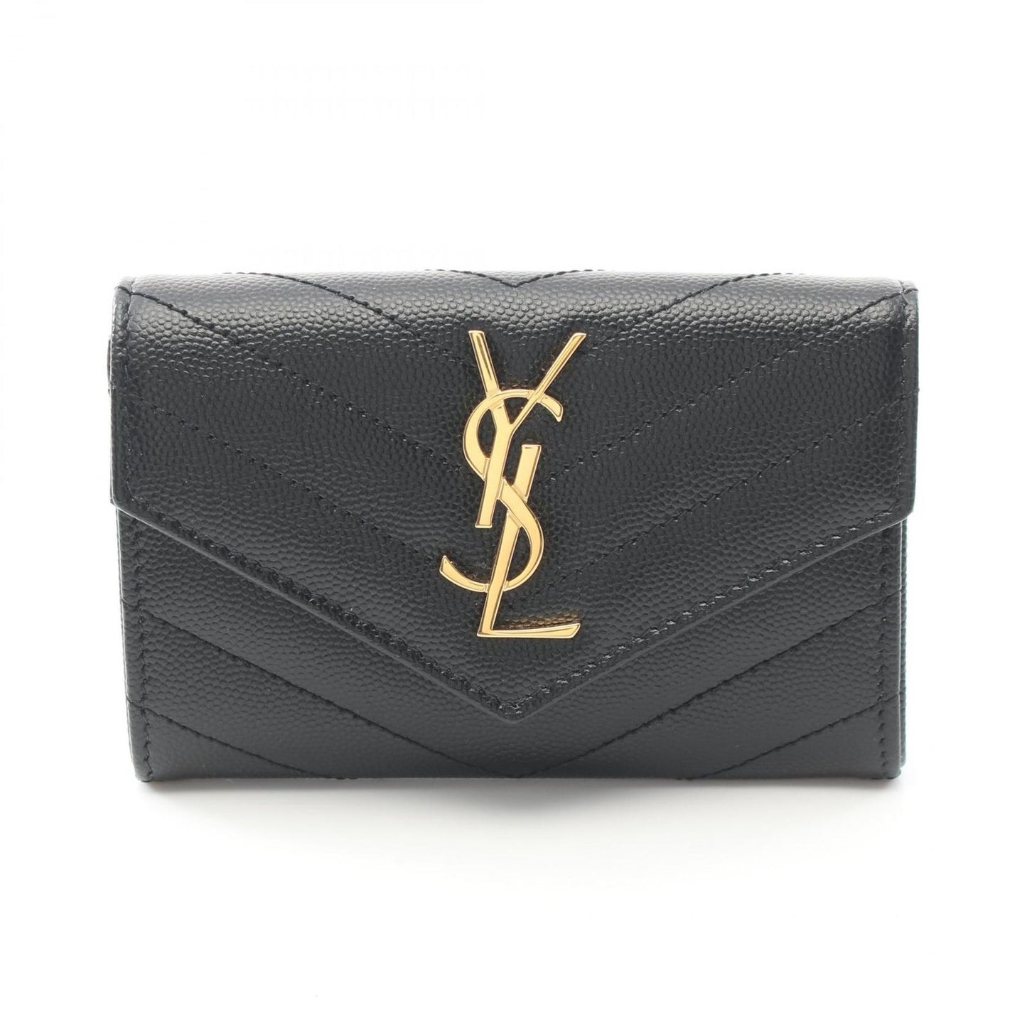 Saint Laurent Paris Bifold Wallet Monogram Envelope Black Leather Card Case