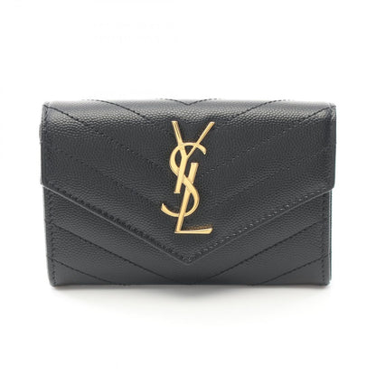 Saint Laurent Paris Bifold Wallet Monogram Envelope Black Leather Card Case