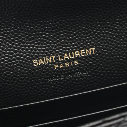 Saint Laurent Paris Bifold Wallet Monogram Envelope Black Leather Card Case — view 4