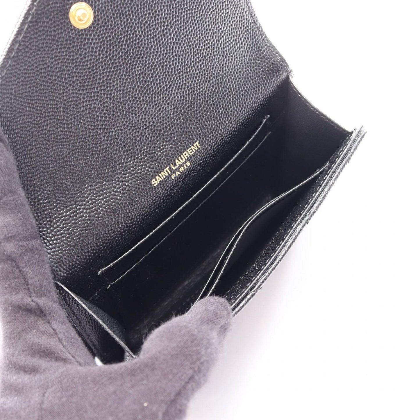Saint Laurent Paris Bifold Wallet Monogram Envelope Black Leather Card Case — view 3