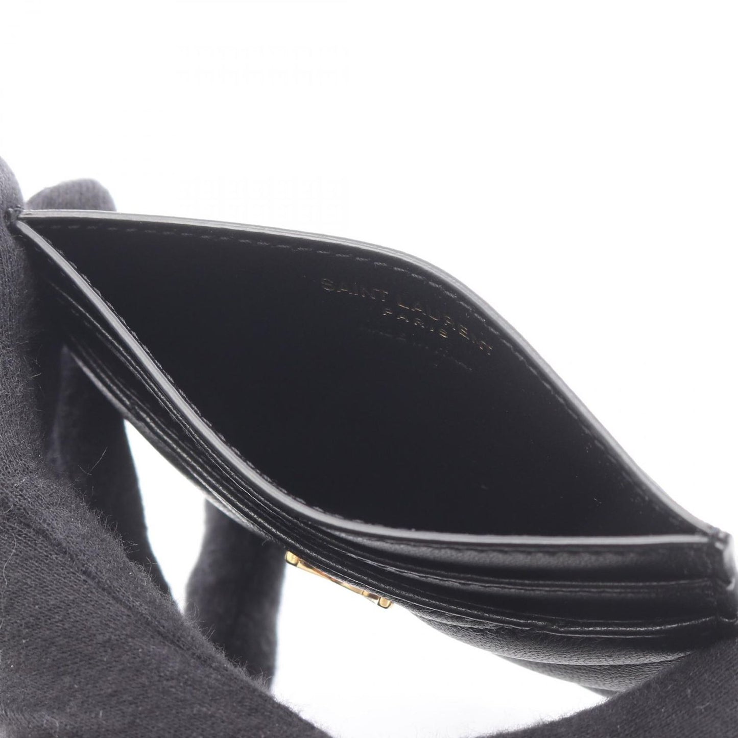 Saint Laurent Paris Card Case YSL Monogram Black Leather — view 3