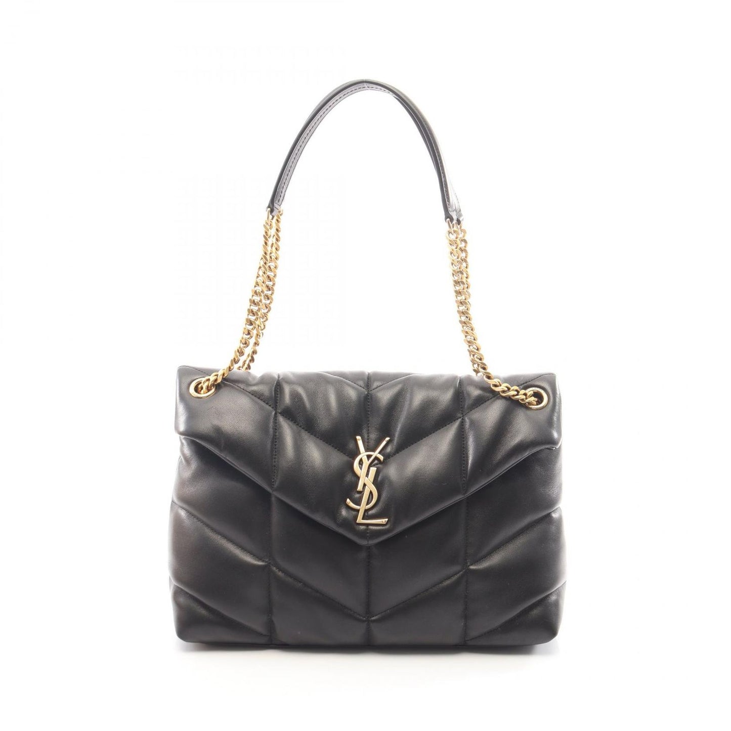 Saint Laurent Paris Shoulder Bag Lou Puffer Black Leather
