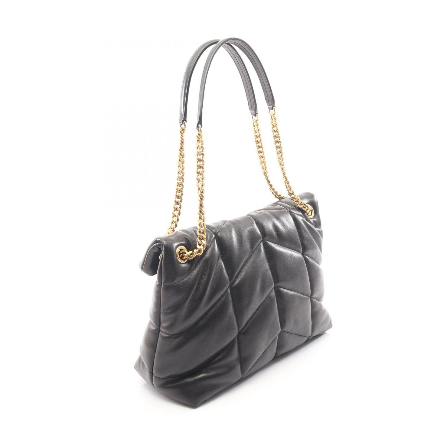 Saint Laurent Paris Shoulder Bag Lou Puffer Black Leather — view 2