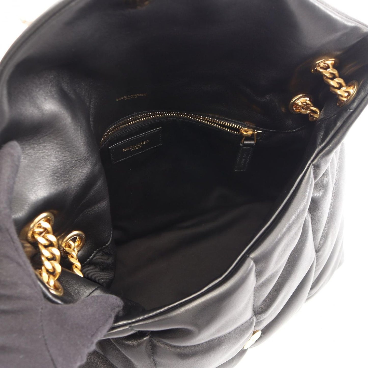 Saint Laurent Paris Shoulder Bag Lou Puffer Black Leather — view 3