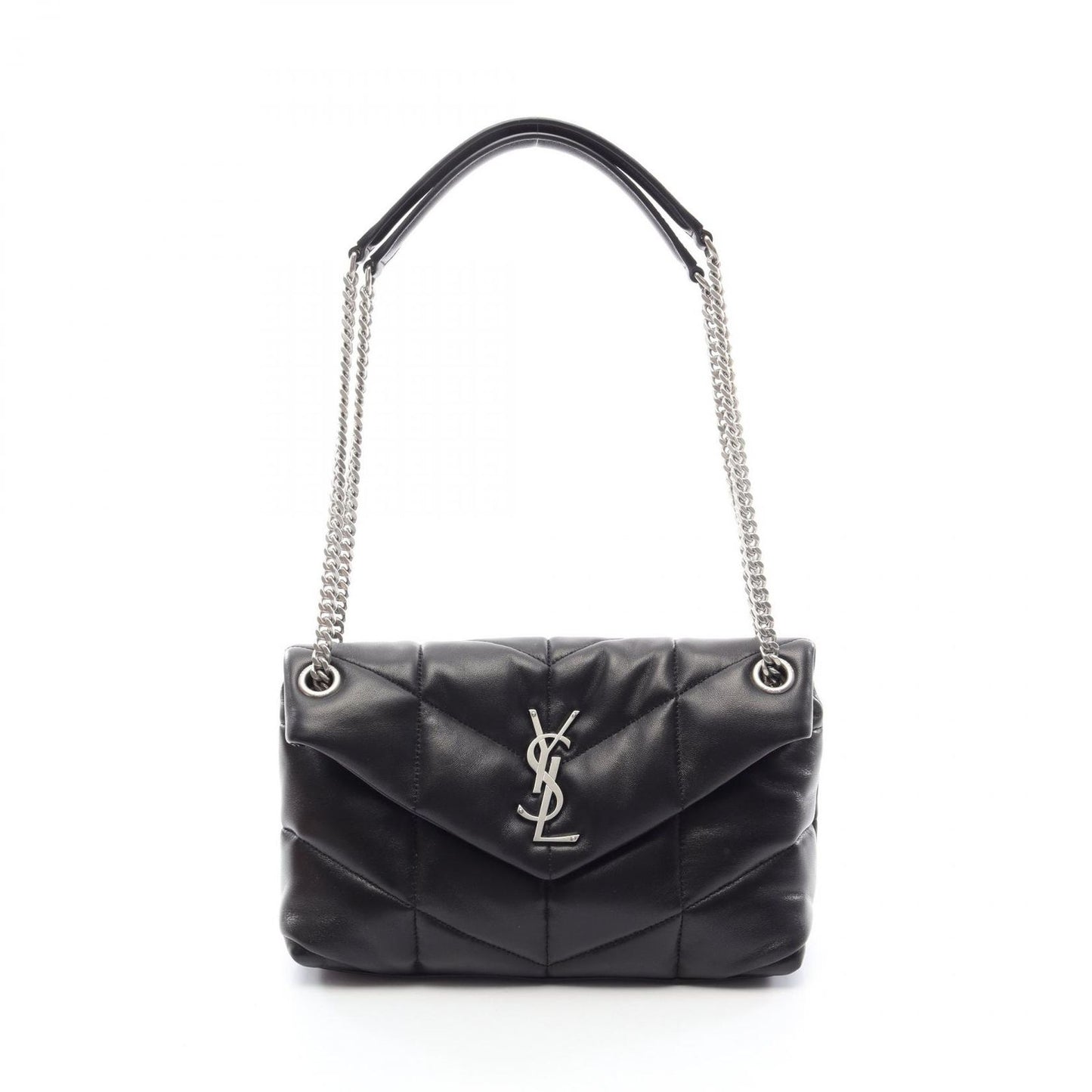 Saint Laurent Paris Shoulder Bag Lou Puffer Black Leather